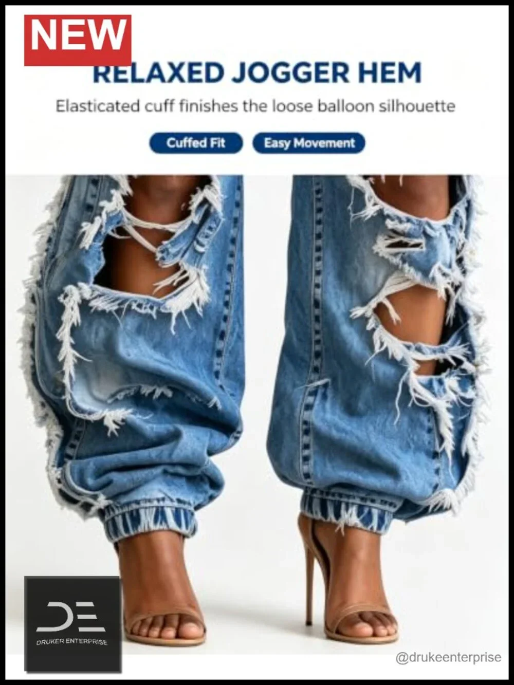 High Waisted Ripped Wide Leg Baggy Jeans with Frayed Details Y2K Streetwear